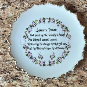 Vintage fairway China made in Japan, serenity prayer plate, Floral design